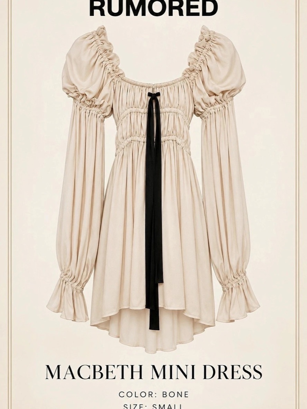 Rumored Macbeth Mini Dress Puff Sleeve Cream Small